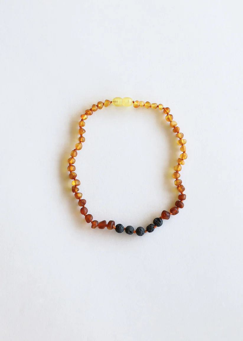 ombre baltic amber + lava stone | necklace