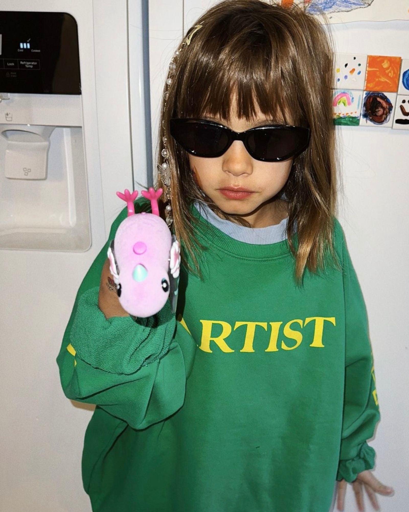artist pullover | bright green + yellow print