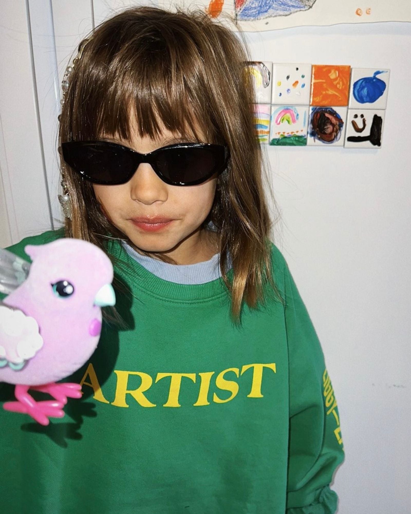 artist pullover | bright green + yellow print