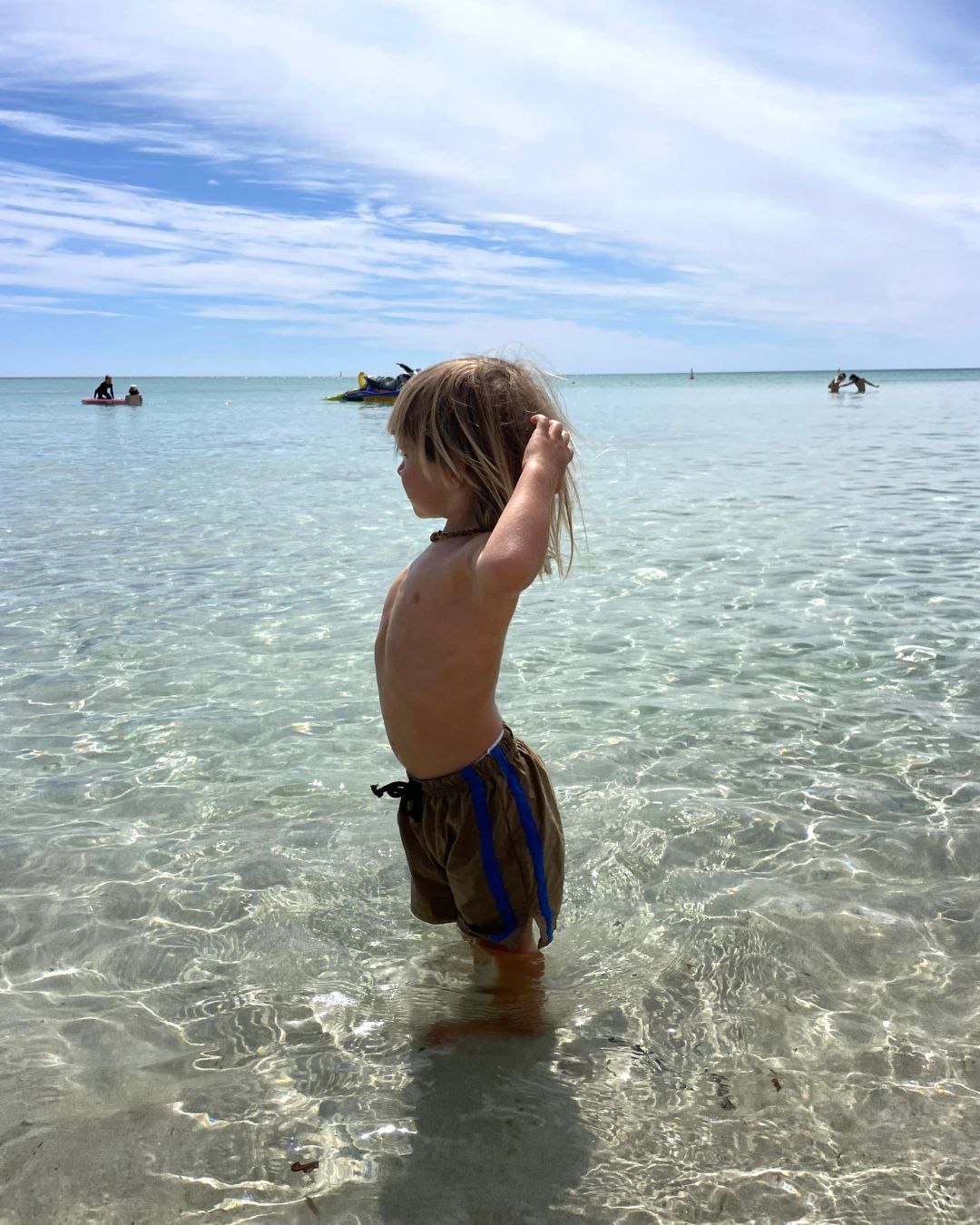 twin stripe swim short | river