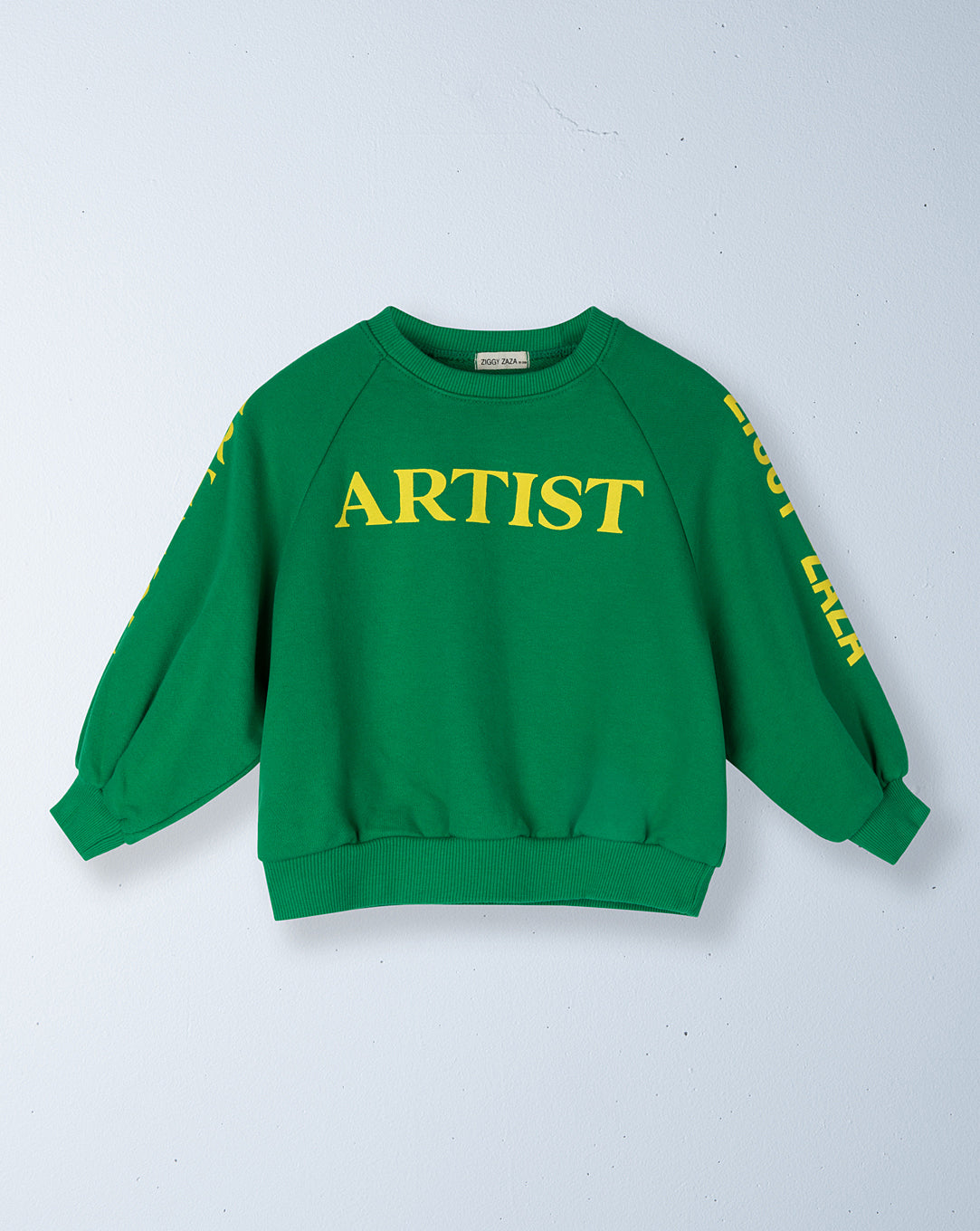 artist pullover | bright green + yellow print