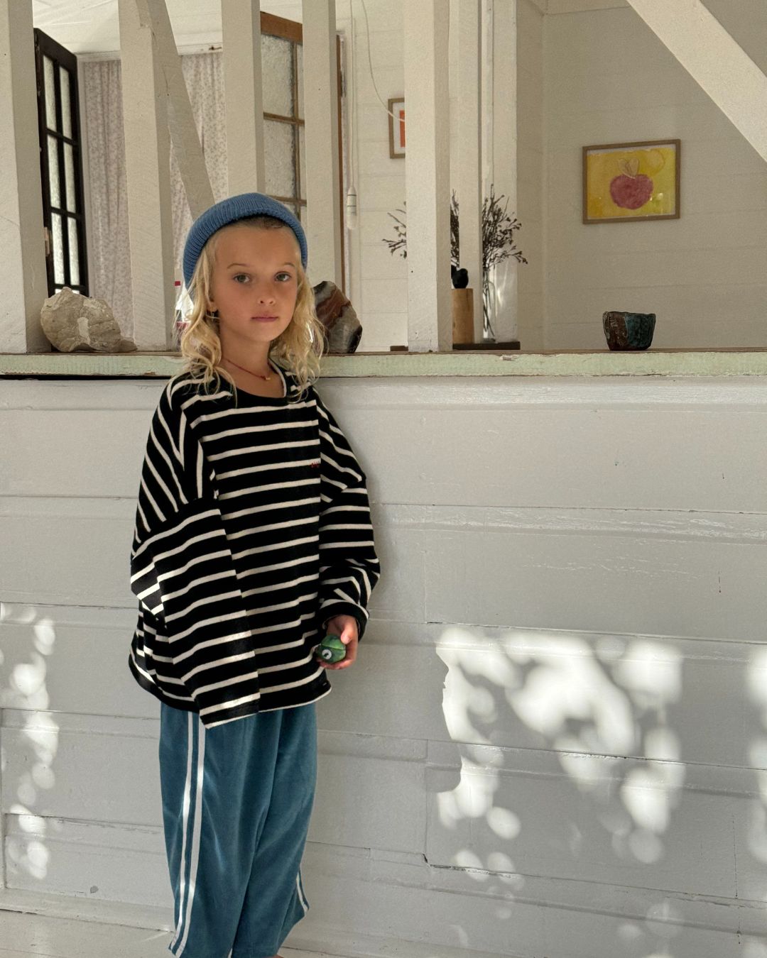 twin stripe terry pant | ocean