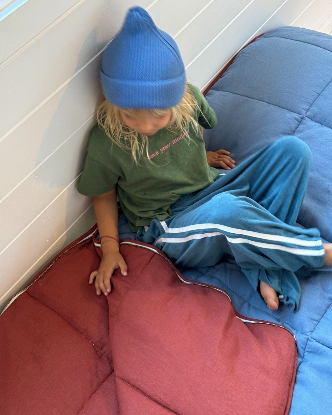 twin stripe terry pant | ocean