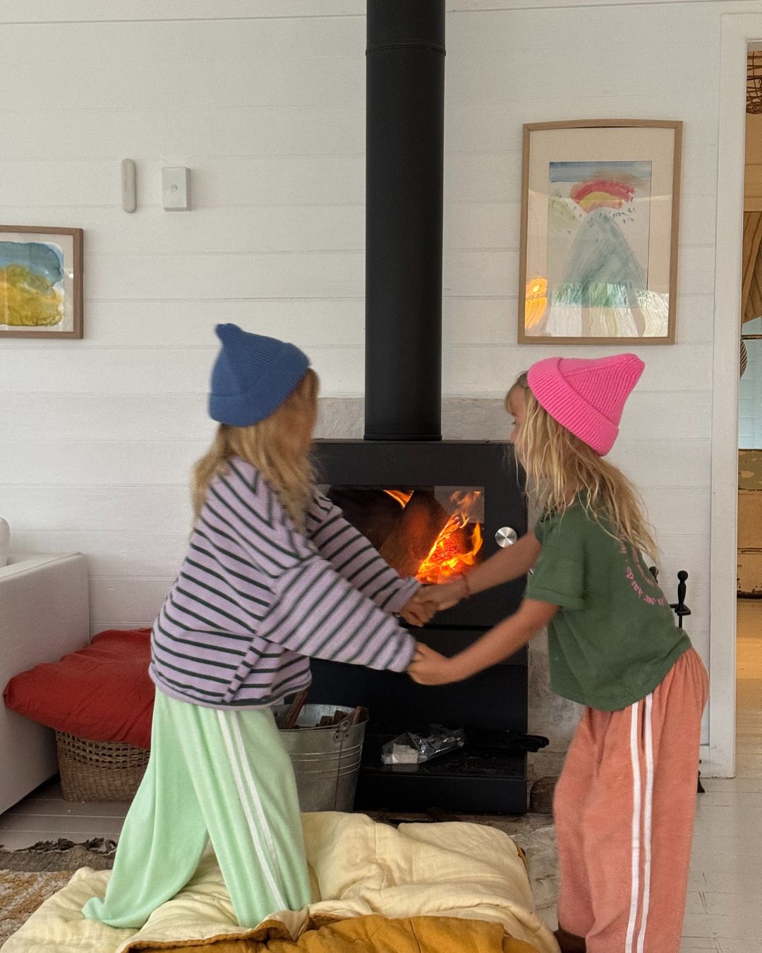 * twin stripe terry pant | seafoam 1-2 years