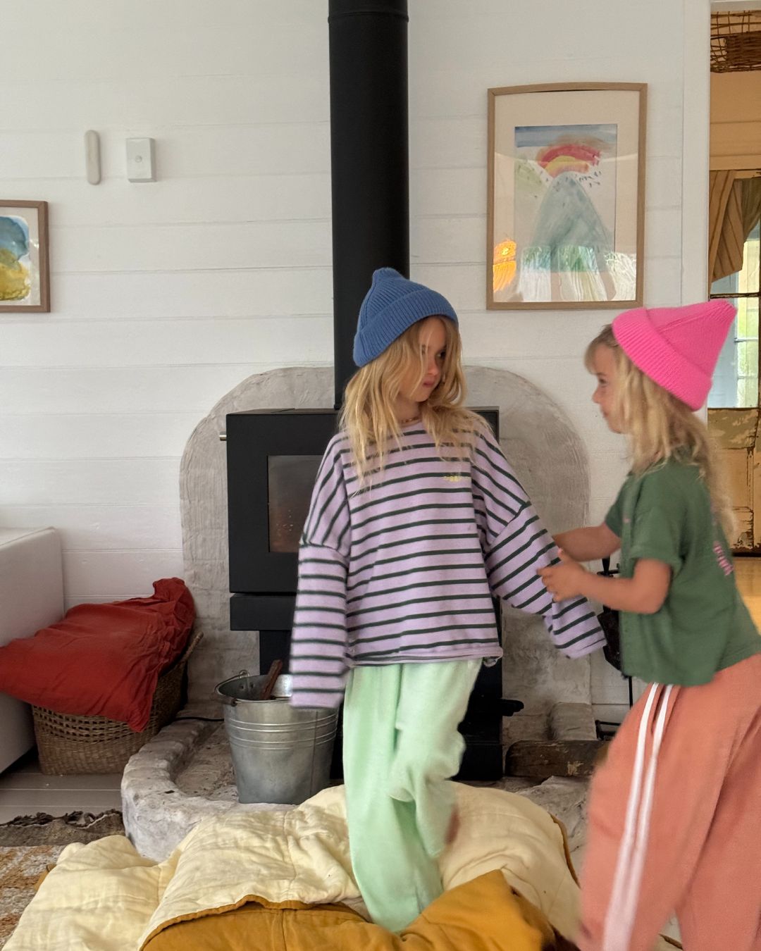 * twin stripe terry pant | seafoam 1-2 years