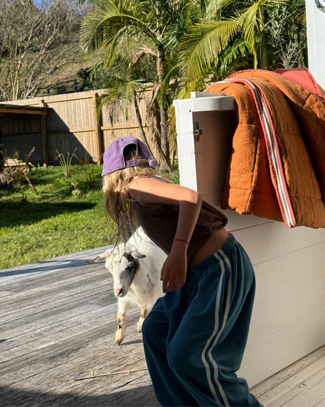 twin stripe terry pant | ocean