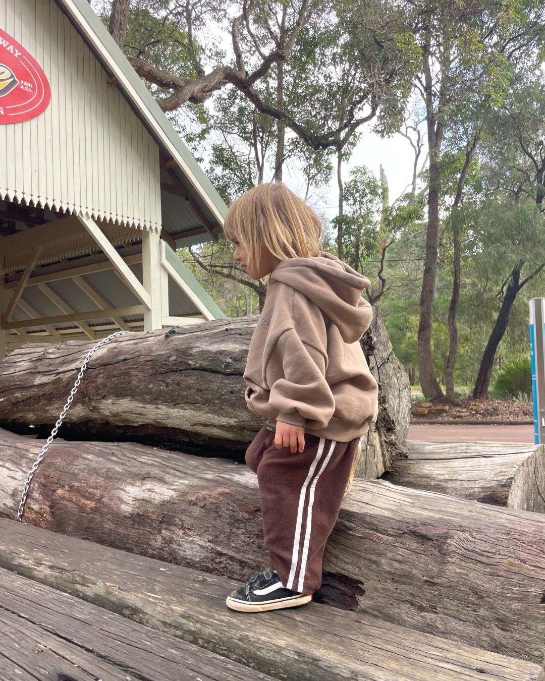 * twin stripe terry pant | chocolate 5-7 years
