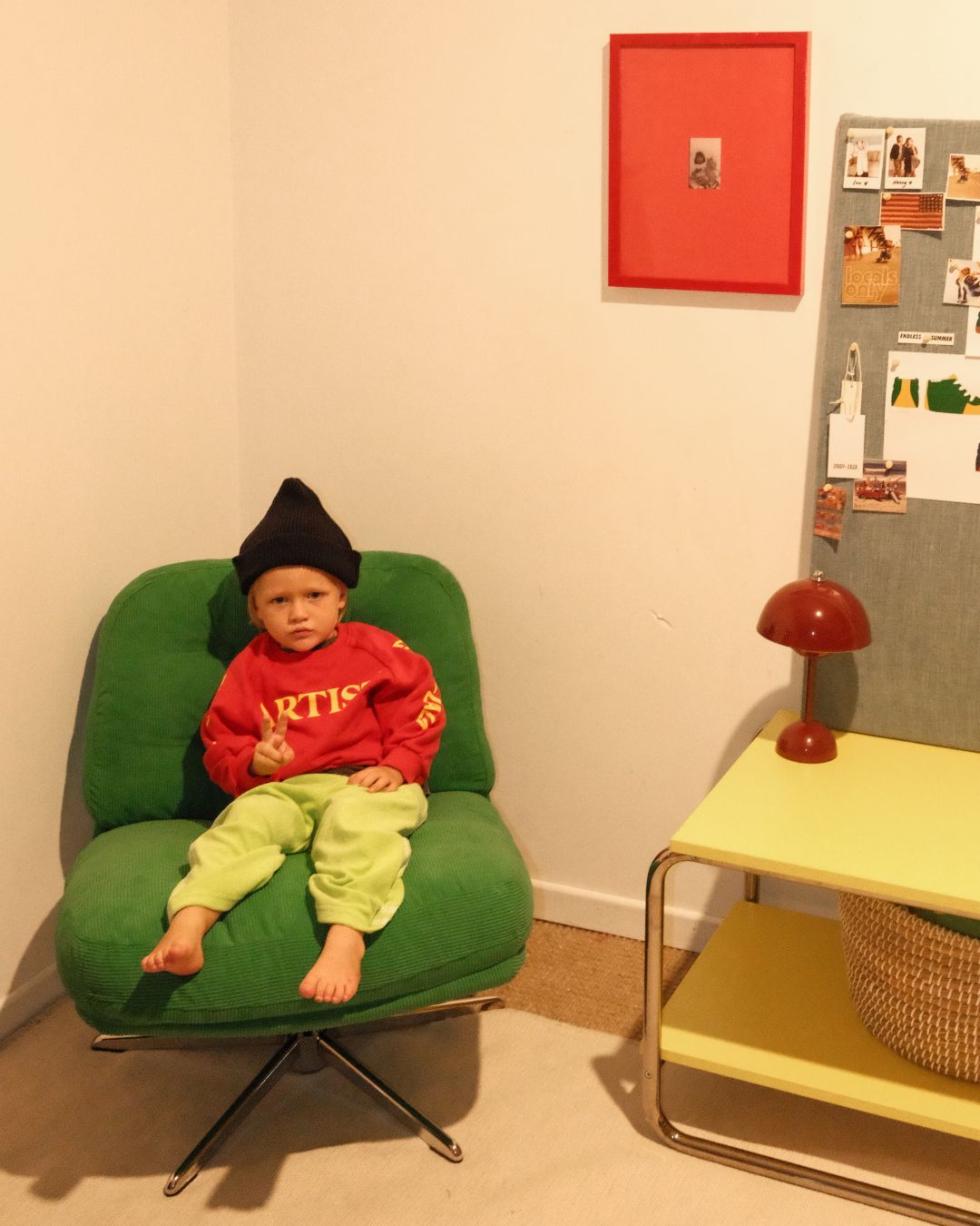 artist pullover | racer red + yellow print