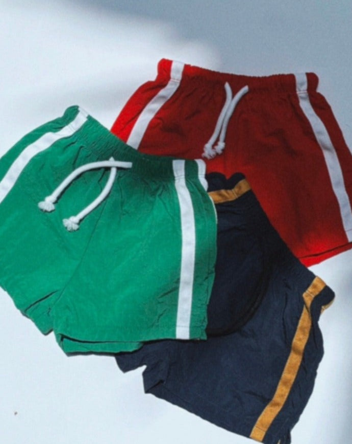 twin stripe swim short | midnight