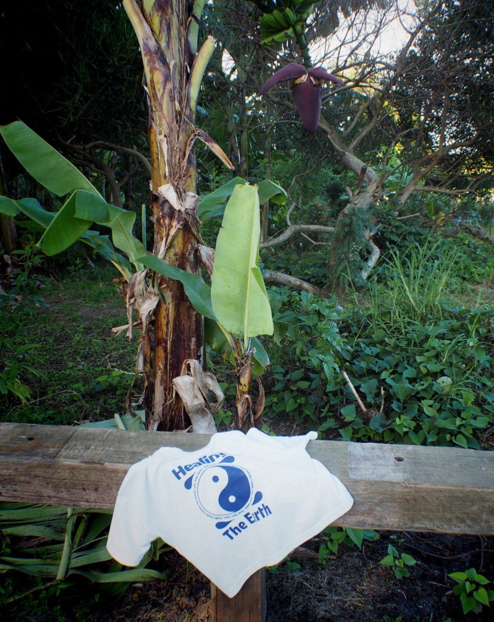 keep earth around tee | white + deep blue print