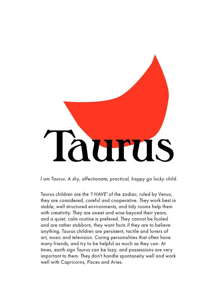 taurus zodiac print