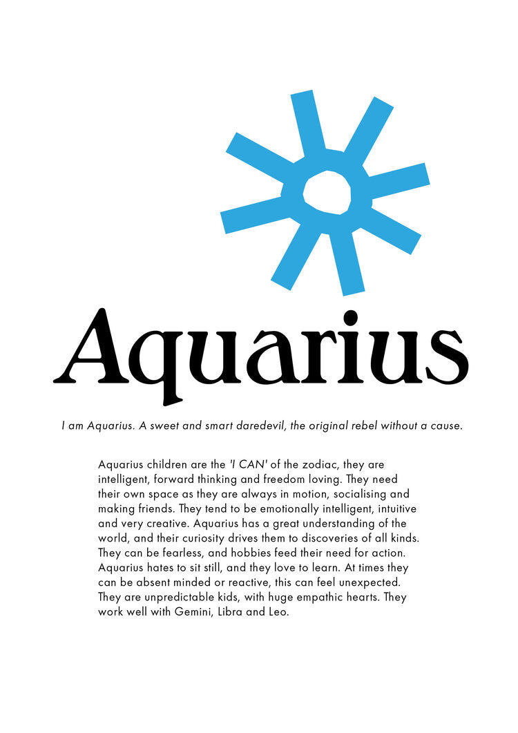 aquarius zodiac print