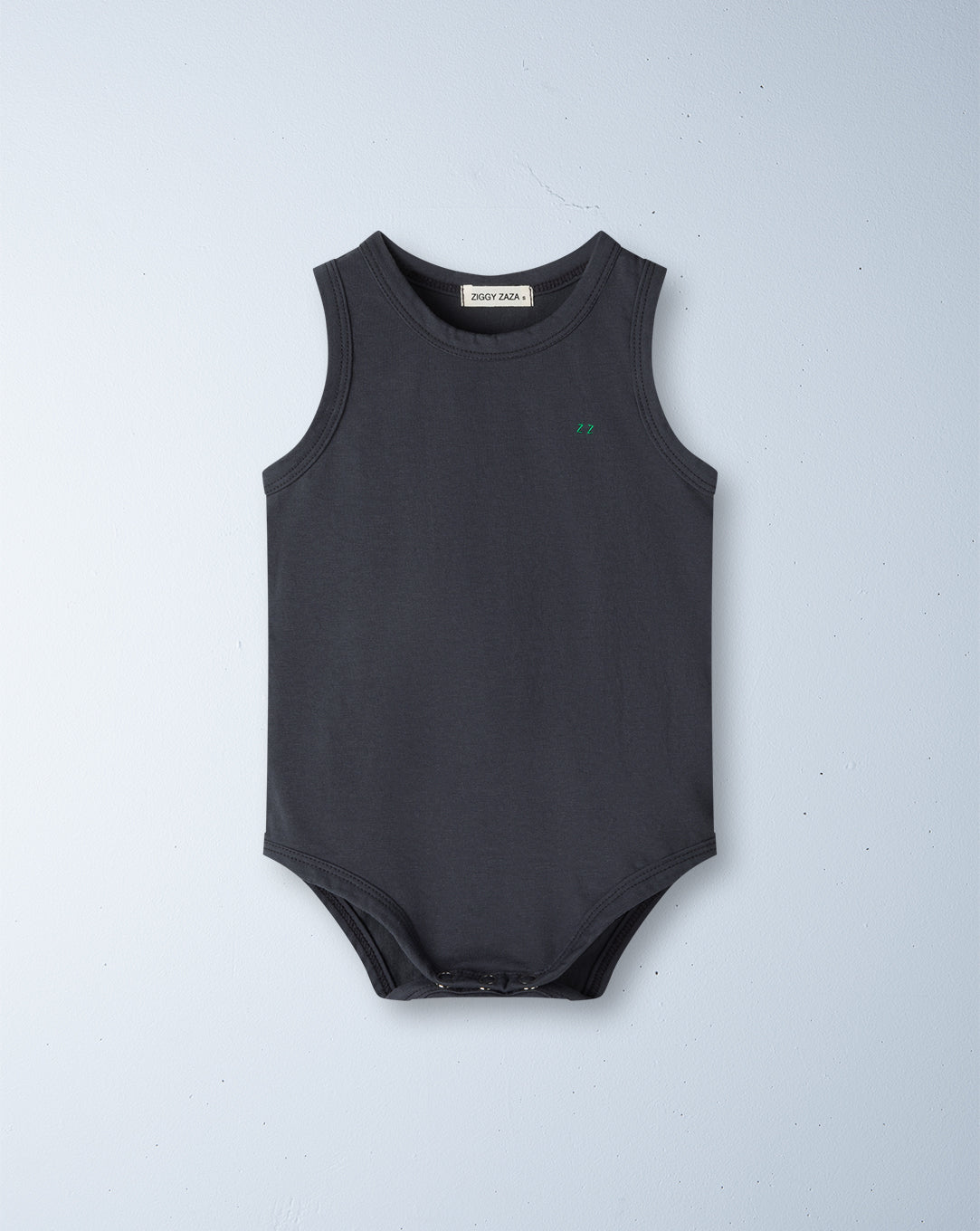 baby base bodysuits charcoal – ZIGGY ZAZA - Main Image