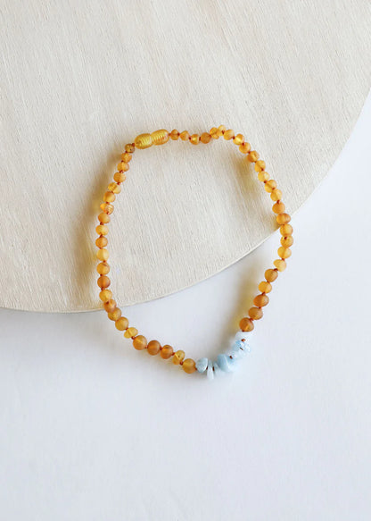 honey baltic amber + aquamarine | necklace