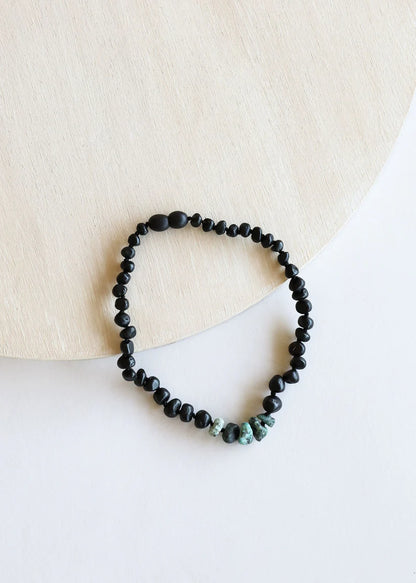 caramel baltic amber + malachite | necklace