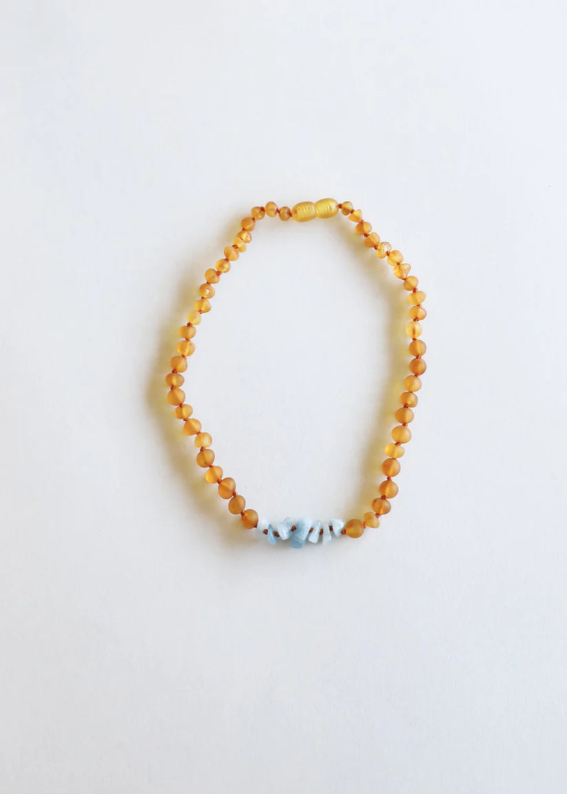 honey baltic amber + aquamarine | necklace