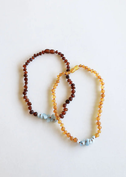 honey baltic amber + aquamarine | necklace