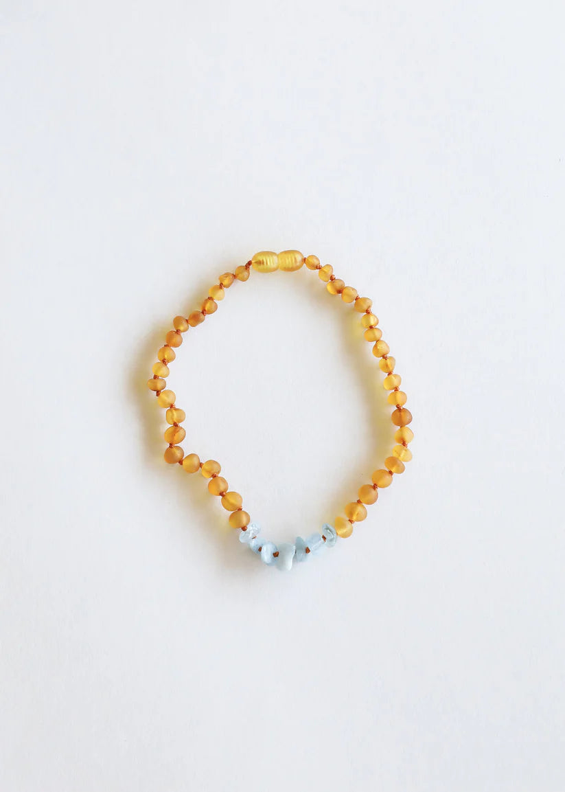 honey baltic amber + aquamarine | necklace