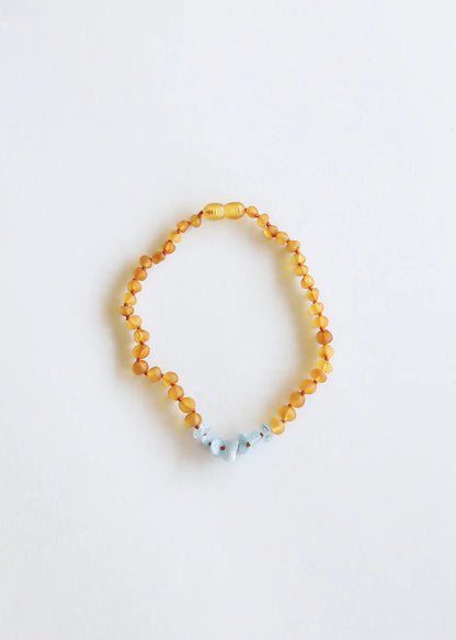 honey baltic amber + aquamarine | necklace