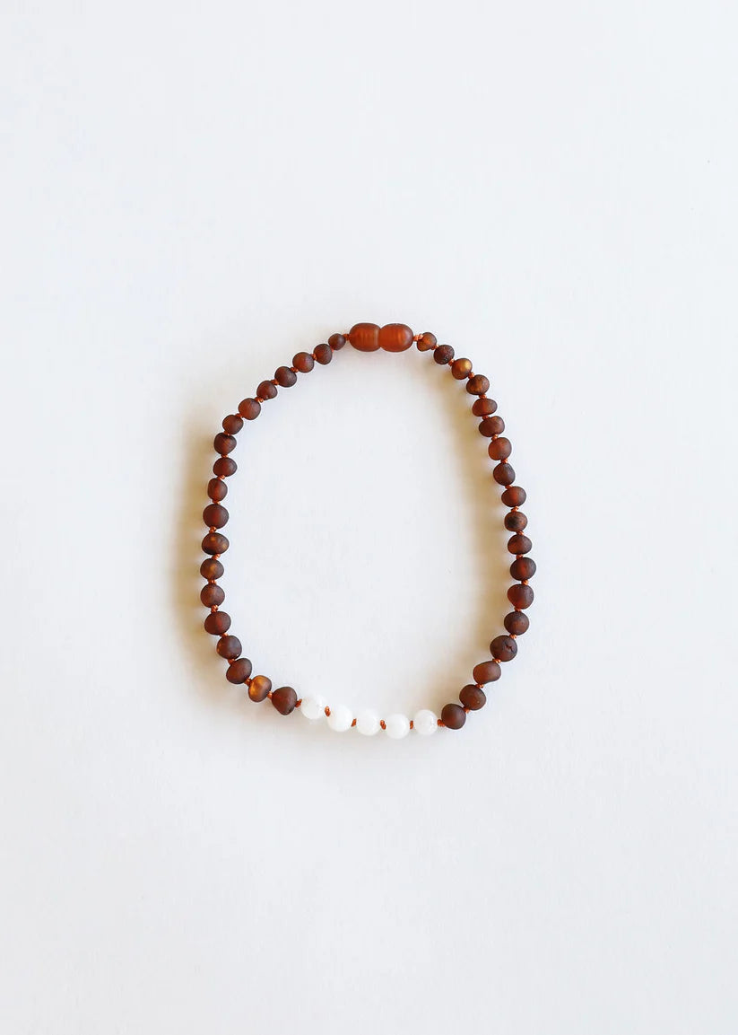 caramel baltic amber + moonstone | necklace