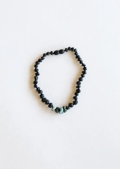 caramel baltic amber + malachite | necklace