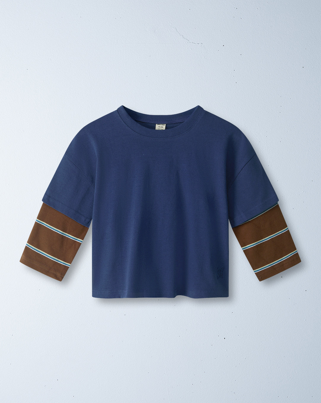 double trouble layered tee | lapis blue + chocolate