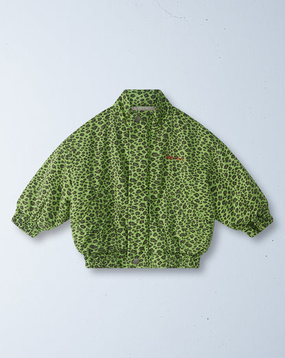 disco padded bomber | lime leopard