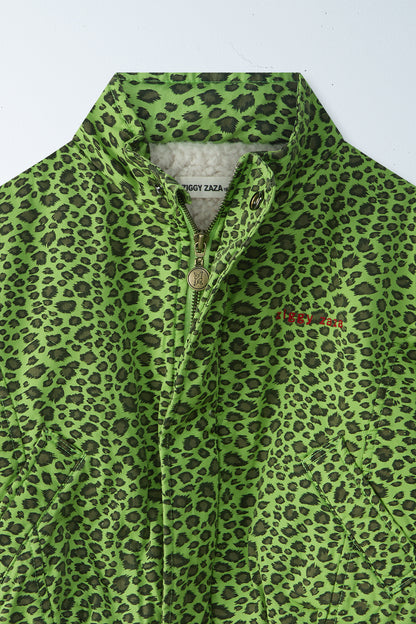 disco padded bomber | lime leopard