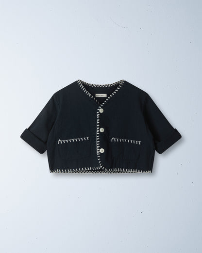 little fox cropped jacket | navy