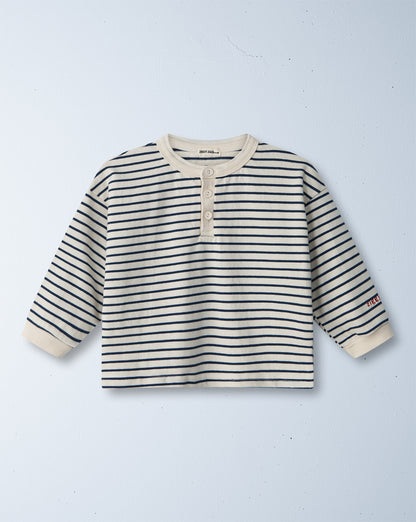 seaside long sleeve henley | marine stripe