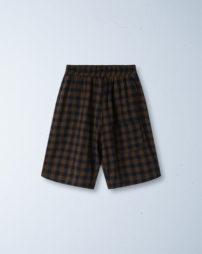neko gingham short | khaki