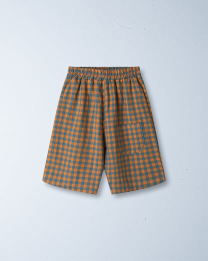 neko gingham short | tangerine