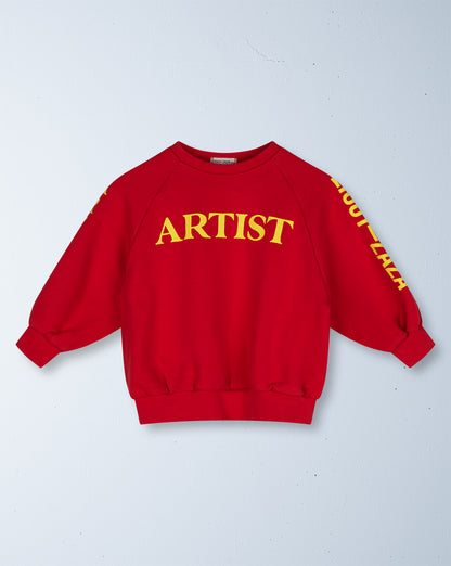 artist pullover | racer red + yellow print