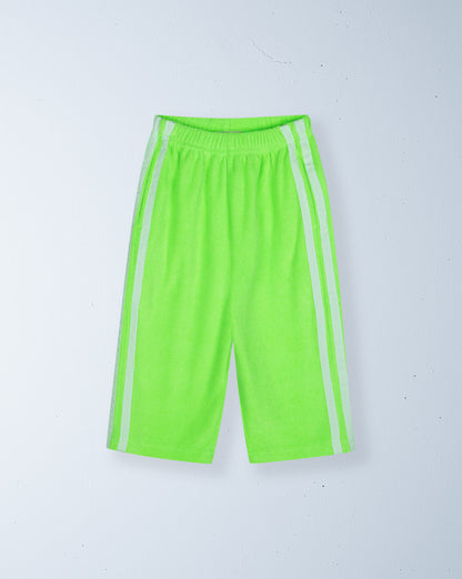 twin stripe terry pant | neon green