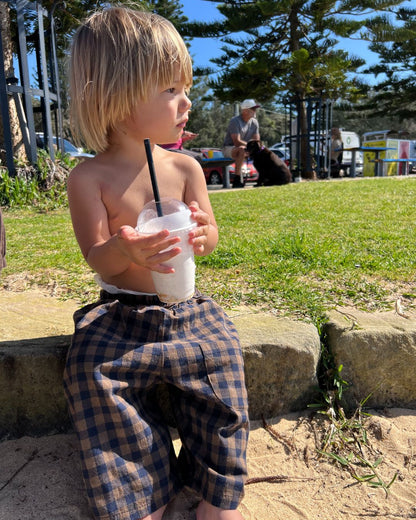 neko gingham short | khaki