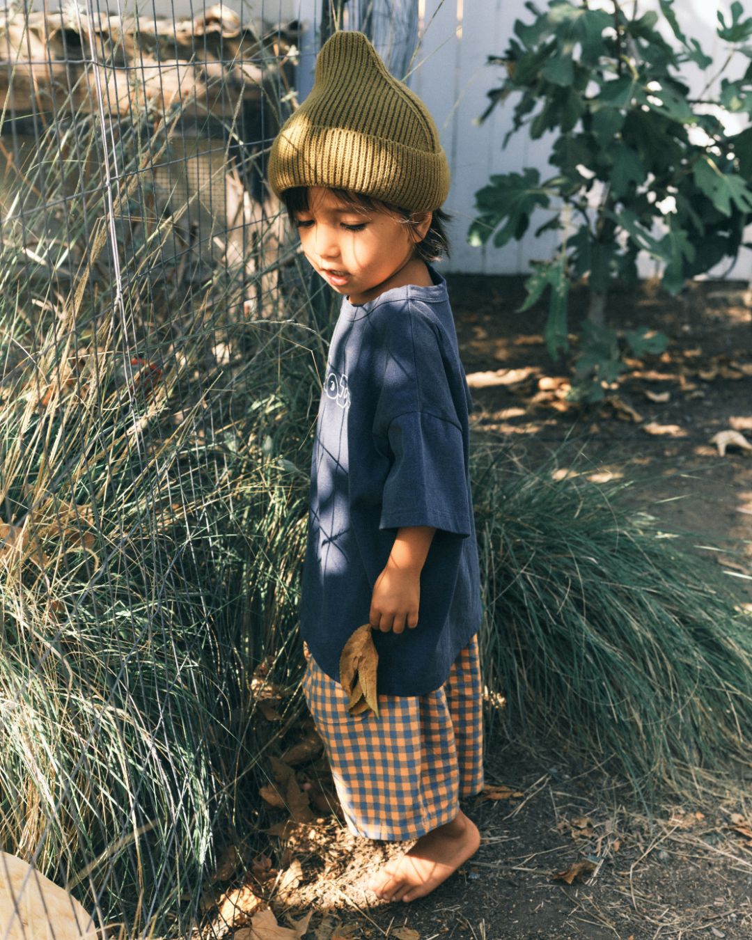 neko gingham short | tangerine