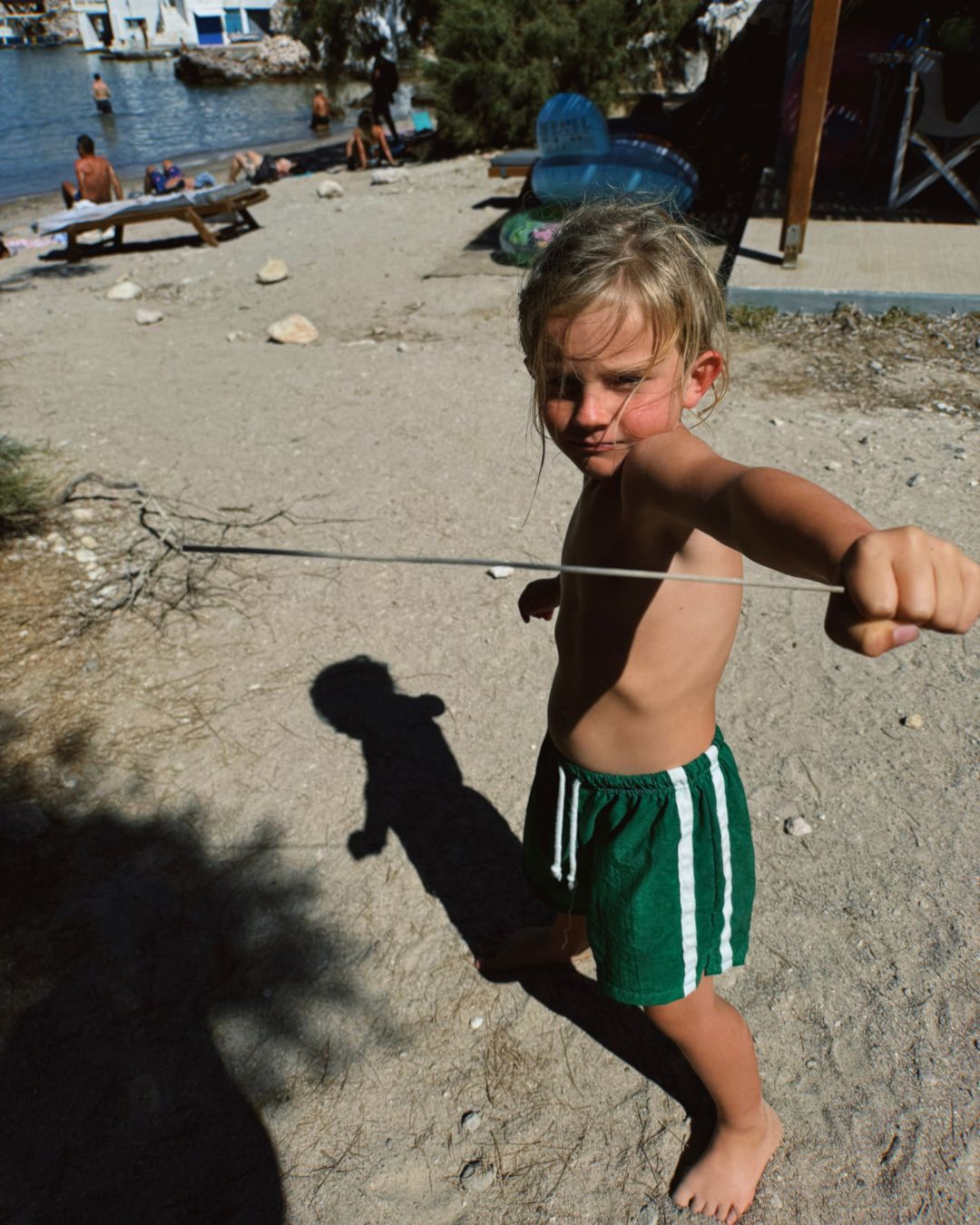 twin stripe swim short | verde