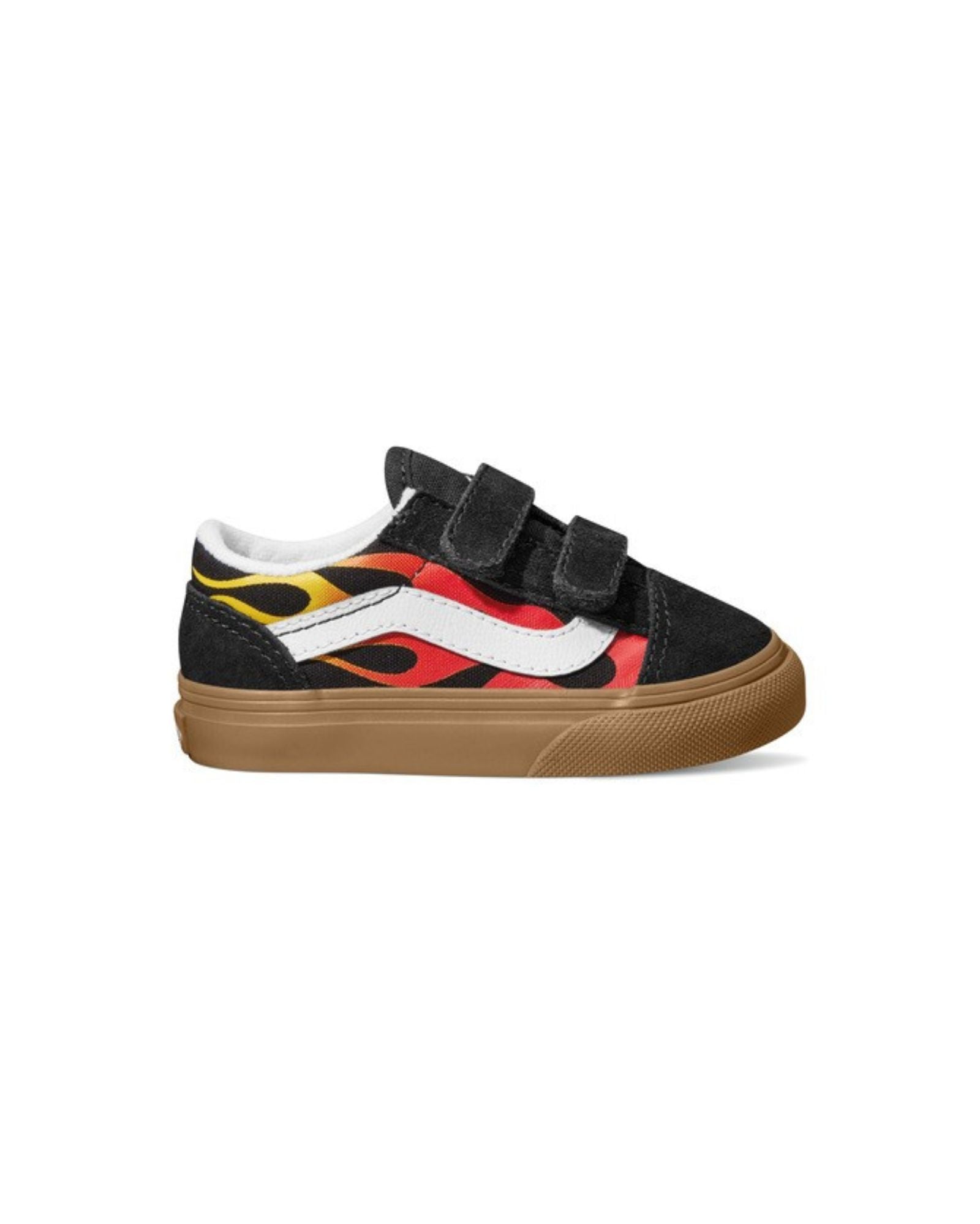 vans old skool velcro toddler | flame