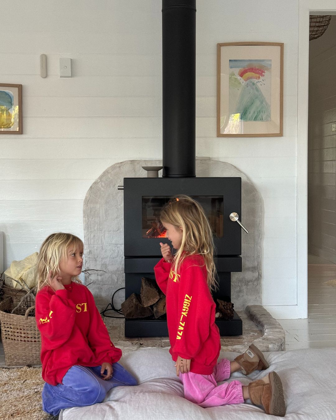 artist pullover | racer red + yellow print 2-3 years