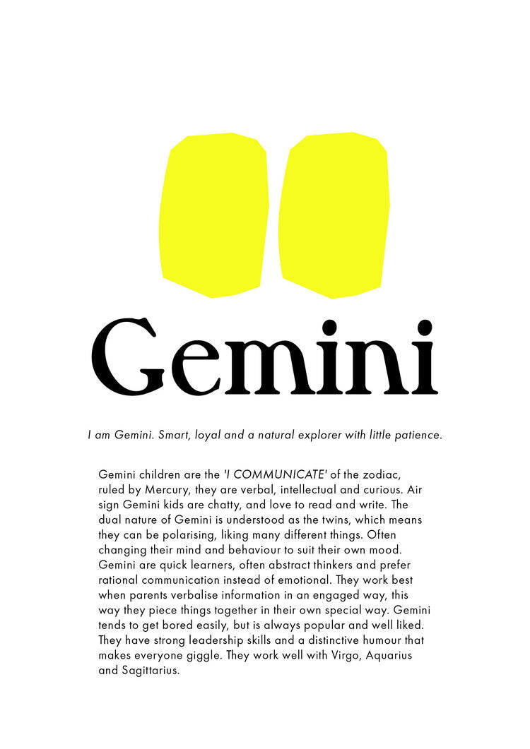 gemini zodiac print