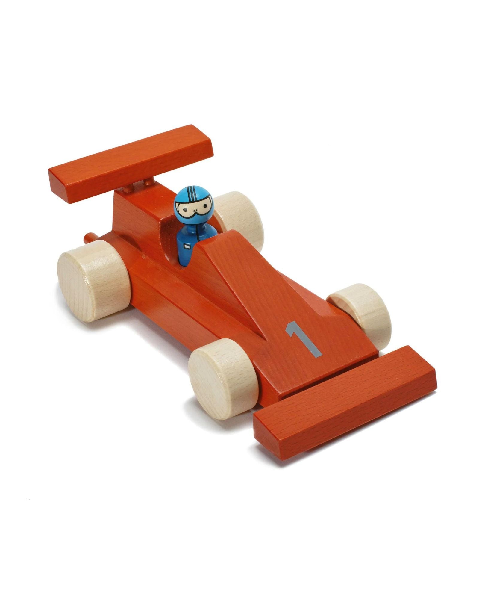 wooden race car | red