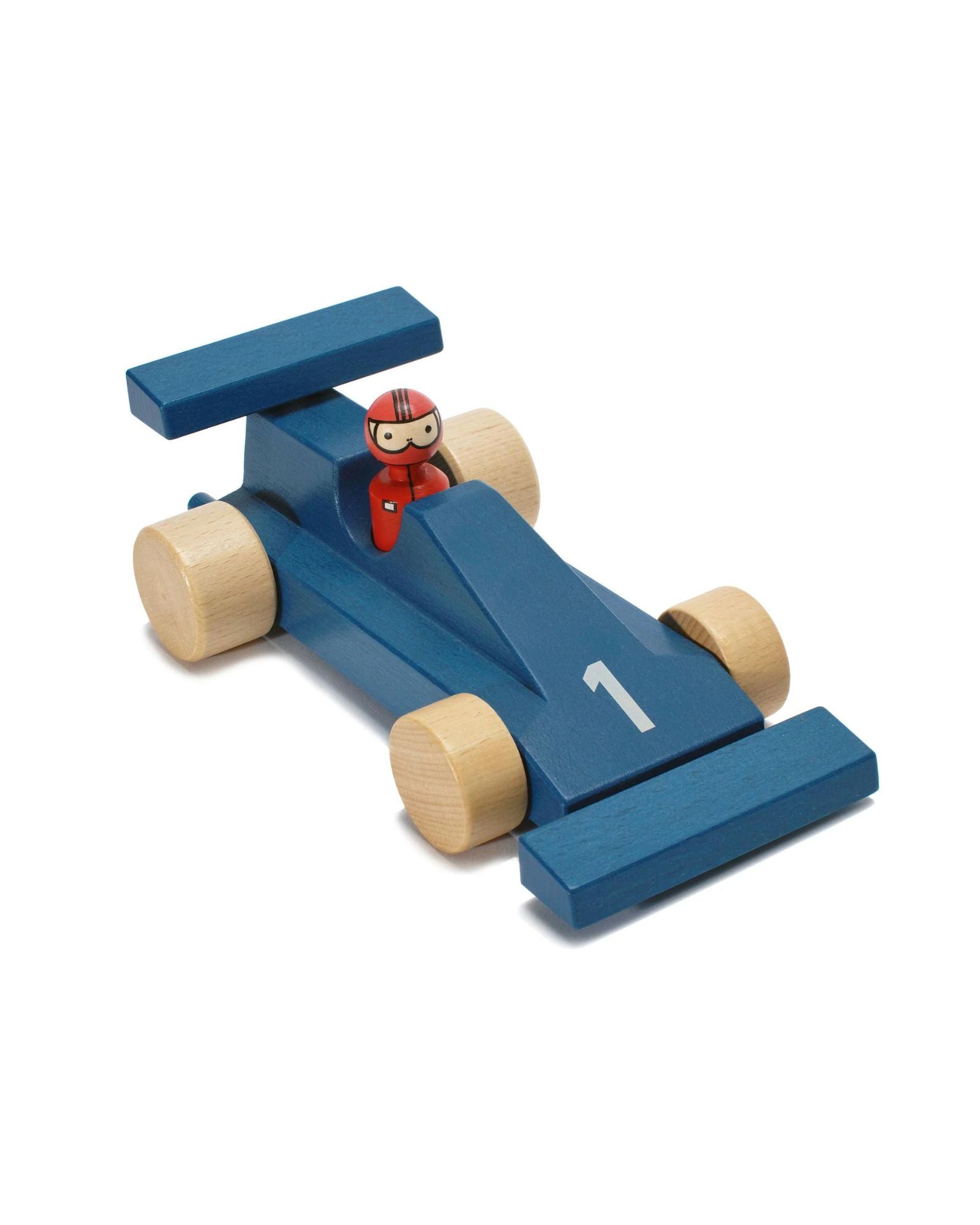wooden race car | blue